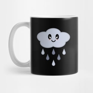 Kawaii Cute Happy Rain Cloud in Black Mug